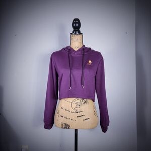NWOT Medium Purple Crop Top Long Sleeve Hooded Sweater